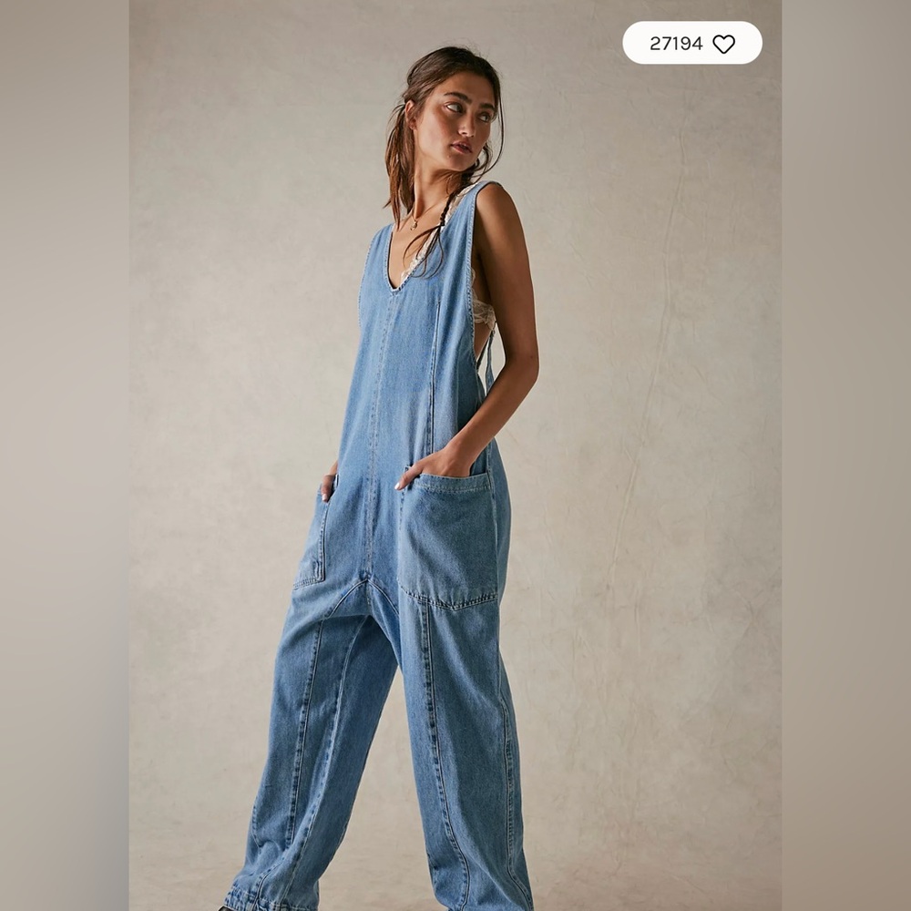 Free People Blue Denim Jumpsuit